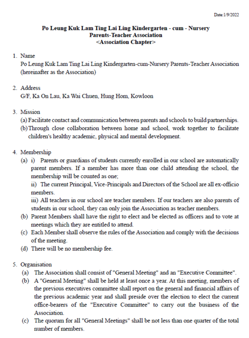 Constitution of Parent-Teacher Association